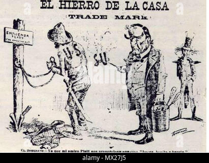 . Español: Caricatura de principios del siglo XX. La Enmienda Platt inglese: caricatura dell inizio del ventesimo secolo: il Congresso degli Stati Uniti' Emendamento Platt che autorizza il presidente degli Stati Uniti a marchio captive Cuba come un possesso degli Stati Uniti. 14 settembre 2013, 21:48:59. http://mivozdesdecuba.blogspot.fr/2012/03/enmienda-platt-humillante-apendice-en.html 191 Enmienda Platt Foto Stock