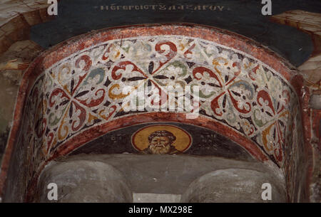 . Македонски: Фрески во Црквата "Св. Богородица Перивлепта" во Охрид inglese: Affreschi nella chiesa della Theotokos Peribleptos, Оhrid Macedonia Русский: Фресок церкви Перивлепты Охридской Македония . Il XIV secolo D.C. Pittori e Michael Ephtichius 464 dipinti nella chiesa della Theotokos Peribleptos di Ohrid 074 Foto Stock