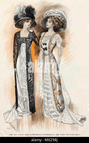 . Piastra di moda di sera abiti con cappelli . 1909. Unknown 12 Piastra Moda 1909 Foto Stock