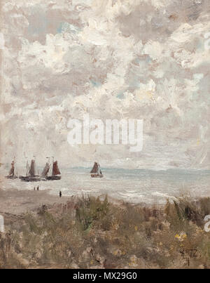 . Seascape . Nederlands: Zeegezicht. olio su tela. 38,3 × 30 cm (15 × 11,8 in). Rijkscollectie. Ex Rijksmuseum Amsterdam (SK-A-3069). . Circa 1870-1890. Adolph Artz 549 Seascape da Adolph Arts Rijksdienst voor het Cultureel Erfgoed B2246 Foto Stock