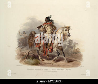 . Un Blackfoot indian a cavallo . tra il 1840 e il 1843. Karl Bodmer 19 un Blackfoot indian a cavallo 0019v Foto Stock