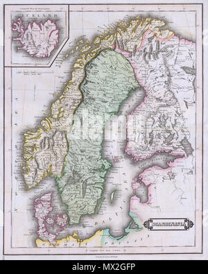 . La Scandinavia. Inglese: questa bella mano mappa colorata della Scandinavia è stato prodotto da Daniel Lizars nel 1840. Mostra tutta la Scandinavia tra cui la Norvegia, Svezia, Finlandia e Danimarca. Inset di Islanda nell'angolo superiore sinistro. Una delle migliori mappe di Scandinavia a comparire nella metà del XIX secolo. Non datato. 1840. Questo file è privo di informazioni sull'autore. 7 1840 Lizars Mappa della Scandinavia ( Norvegia, Svezia, Finlandia, Danimarca, Islanda ) - Geographicus - Scandinavia-lizar-1840 Foto Stock