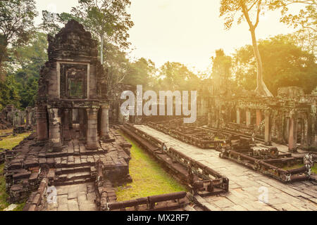 SIEM REAP - Gennaio 03, 2015: storiche rovine di Preah Khan tempio di Angkor complesso su gennaio 03, 2015 a Siem Reap, Cambogia. Foto Stock