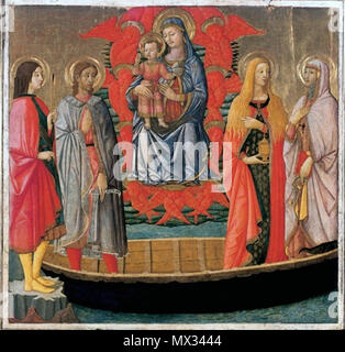 . Madonna con Bambino e Santi . Nel 1450 circa. Giovanni di ser Giovanni Guidi (1406-1486) nomi alternativi Lo Scheggia, Maestro del Cassone Adimari, Master del Padule di Fucecchio pala descrizione pittore italiano Data di nascita e morte 1406 1 Novembre 1486 Luogo di nascita e morte di San Giovanni Valdarno Firenze competente controllo : Q2738832 VIAF: 3334881 ISNI: 0000 0000 6679 7607 ULAN: 500022041 LCCN: nr92038838 WGA: SCHEGGIA WorldCat 16 3. Giovanni di ser Giovanni detto Lo Scheggia, Madonna col Bambino e Santi (1450 ca.) Museo di Fucecchio Foto Stock