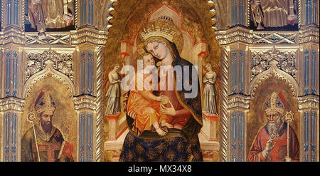 . Inglese: Stefano di Sant'Agnese. La Madonna e il Bambino tra San Biagio, San Martin. Dettaglio del polittico della Vergine,1385, San Zaccaria, Venezia . Il 23 maggio 2016. Stefano di Sant'Agnese 575 Stefano di Sant'Agnese. La Madonna e il Bambino tra San Biagio, San Martin. Dettaglio del polittico della Vergine,1385, San Zaccaria, Venezia Foto Stock