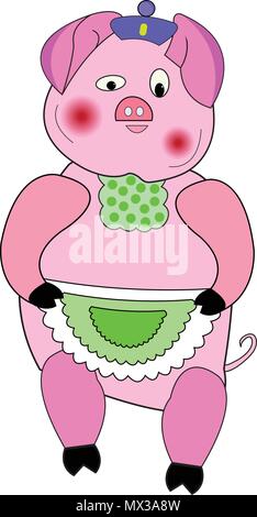 Maiale divertente fumetto illustrazione vettoriale Illustrazione Vettoriale