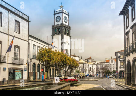 La piazza principale, Ponta Delgada. Isola Sao Miguel Azzorre, Portogallo Foto Stock