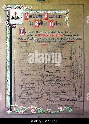 164 Diploma da Sociedade Brasileira de Belas Artes - Jubileu Artístico de Antônio Parreiras 1932 Foto Stock