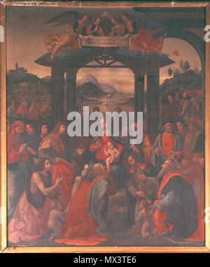 . Français : L'adorazione des Rois mages, Paolo Balze, copie d'après Domenico Ghirlandaio . 1874. Paolo Balze (1815-1884) 28 Adorazione rois mages Balze Foto Stock