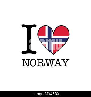 Io amo la Norvegia. Forma di cuore paese nazionale icona bandiera Illustrazione Vettoriale