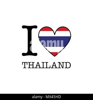 Io amo la Thailandia. Forma di cuore paese nazionale icona bandiera Illustrazione Vettoriale
