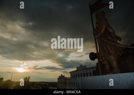 Monumento a Ivan Sirko, ucraino cosacco coshoviy (comandante dell esercito) in Kharkiv, Ucraina Foto Stock