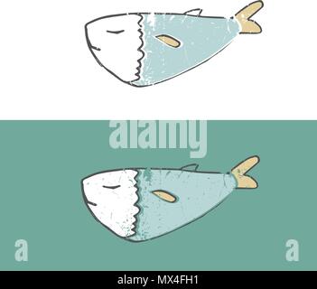 Vettore di pesce gatto pesce pesce bianco vita di mare disegno geometrico arte clipa su sfondo bianco Illustrazione Vettoriale