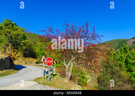 Il paesaggio della Serra da Estrela mountain range, lungo la strada statale N232, in Portogallo Foto Stock