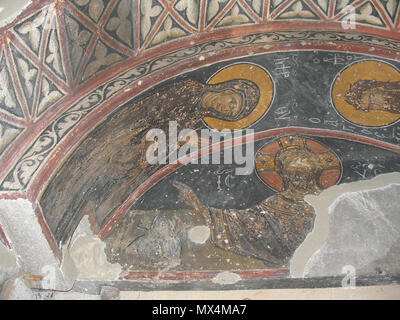 . Un affresco proveniente dalla chiesa Skhalta in Agiaria, Georgia . Il XIV secolo (fotografato nel 2009). Sconosciuto (foto di nini-sxalta.blogspot.com) 564 Skhalta affresco della chiesa Foto Stock