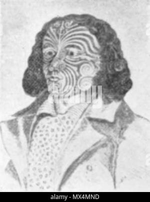 . Inglese: Barnet Burns b. 1807 vicino a Liverpool. Tatuati in Nuova Zelanda dai Maori. Parte di Burns, Barnet, b.1807 :una breve narrazione di una nuova Zelanda Capo. Essendo la straordinaria storia di Barnet Burns, un marinaio inglese, con un fedele conto del modo in cui egli è diventato un capo di una delle tribù della Nuova Zelanda ... Belfast, stampato da R & D Leggi, 1844. (PUBL-0074) . circa 1844. 72 sconosciuto Barnet Burns CC Foto Stock
