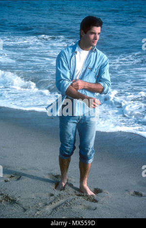 MALIBU, CA - 24 Luglio: (esclusiva) attore John Haymes Newton pone durante un servizio fotografico sulla luglio 24, 1991 in Malibu, California. Foto di Barry re/Alamy Stock Photo Foto Stock