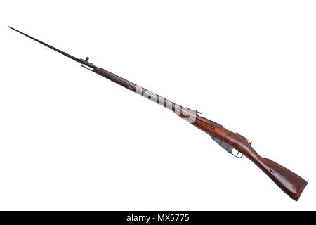 Mosin sovietica fucile isolato su bianco Foto Stock