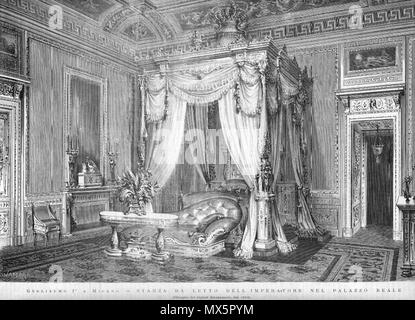 . Italiano: Antonio Bonamore (1845-1907), "Gugliemo I a Milano - Stanza da letto dell'Imperatore nel Palazzo Reale a Milano (17 ott 1875)". Incisione tratta da: "L'Illustrazione Italiana", 1875. Inglese: Antonio Bonamore (1845-1907) - " Wilhelm I in Milano - Il kaiser a camera da letto nel Palazzo Reale di Milano (17 ottobre 1875)". Incisione da "L'Illustrazione Italiana", 1875. . 1875. Antonio Bonamore (1845-1907) 90 Bonamore, Antonio (1845-1907) - Stanza da letto dell'Imperatore nel Palazzo Reale a Milano (17 ott 1875) - Da Illustraz Italiana Foto Stock