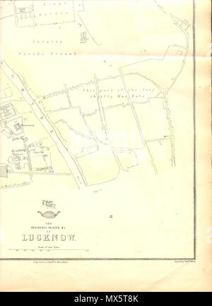 . Inglese: "Il Residency, palazzi, &c. di Lucknow,' come essi sembravano appena prima della ribellione; un settimanale supplemento spedizione mappa, Gennaio 24, 1858 da Edward Weller; . 1 agosto 2006 (secondo i dati EXIF) 22 ottobre 2008 (originale data di caricamento) . Faizhaider a en.wikipedia 380 Lucknow 1857 SE Foto Stock