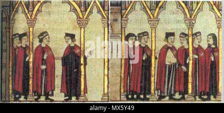 . Inglese: Cavaliere dell'Ordine Militare di Santa Maria di Spagna, in una miniatura di cantigas de Santa Maria, codex Firenze . circa 1270. Anonimo, Alfonso X di Castiglia's circle 107 CABALLEROS DE LA ORDEN Foto Stock