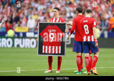 Madrid, Spagna. Il 20 maggio 2018. Fernando Torres (Atletico) Calcio/Calcetto : spagnolo "La Liga Santander' match tra Atletico de Madrid 2-2 SD Eibar All'Wanda Metropolitano stadium di Madrid in Spagna . Credito: Mutsu Kawamori/AFLO/Alamy Live News Foto Stock