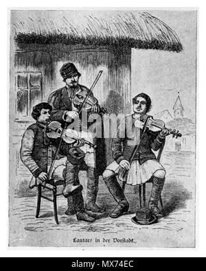 . Inglese: Tre fiddlers, Bucarest, 1880 . 1880. Questo file è privo di informazioni sull'autore. 103 Bucarest, Cobzari, 1880 Foto Stock