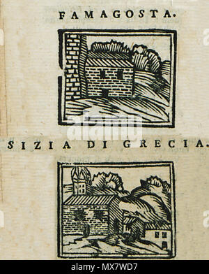 . Inglese: Noe Bianco, il viaggio da Venezia al Santo Sepolcro, et al monte Sina. Col dissegno delle Città, Castelli, Ville, chiese, Monasterij, Isole, porti, & Fiumi di Lucca, Salvatore e Giandomenico Marescandoli, 1600 . 1600. Creatore:Noe BIanco 202 Famagosta Sizia di Grecia - Bianco Noe - 1600 Foto Stock