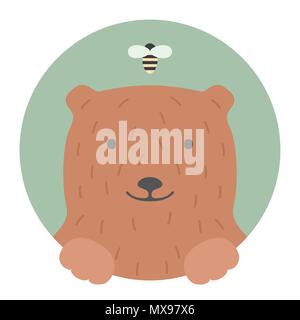 Set di animale. Ritratto in grafica piatta - Bear Illustrazione Vettoriale