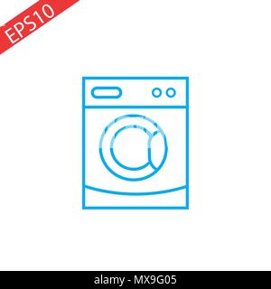 Macchina di lavaggio linea icona vettore su sfondo blu. Eps 10. Illustrazione Vettoriale