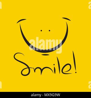 Smiley e lettering sorriso. Card fools day. Illustrazione Vettoriale Illustrazione Vettoriale