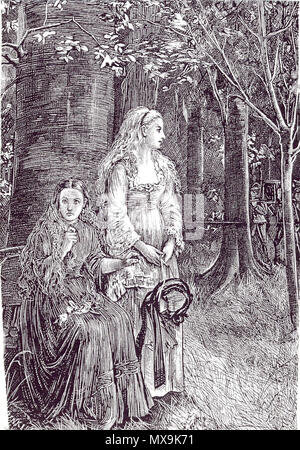 . Inglese: illustrazione di Michael Fitzgerald per Le Fanu della storia Carmilla in blu scuro (gennaio 1872), electrotype dopo legno-incisione, riprodotta in migliori storie di fantasmi, ed. Bleiler. 1872. Michael Fitzgerald (fl. 1871 - 1891) 210 Fitzgerald, funerali da Carmilla Foto Stock