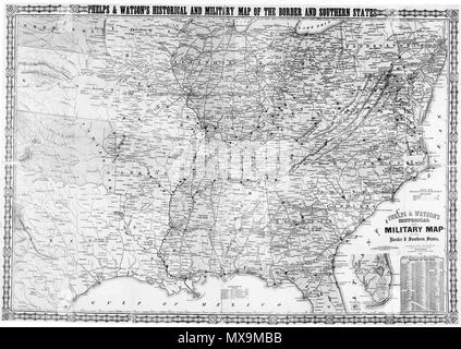 281 storico militare e mappa di confine e dagli stati del sud. Phelps &AMP; Watson, 1866 Foto Stock