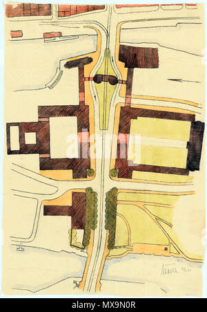 . Deutsch: Erwin Barth (1880-1933), Straßenzug zwischen Holsten- und Puppenbrücke, Lubecca: Freiraumentwurf für den Stadtraum zwischen Holsten- und Puppenbrücke Grundriss im 1:500, Maßstabsleiste. Bleistift aquarelliert auf trasparente, 78,80 x 54,50 cm (inkl. Scanrand). Architekturmuseum der Technischen Universität Berlin Inv. No. 41218. 1930. Erwin Barth (1880-1933) Descrizione tedesco giardino designer Data di nascita e morte 1880 1933 Luogo di nascita e morte di Lubecca Berlino posizione di lavoro il Palazzo di Charlottenburg; Lübeck competente controllo : Q100653 VIAF: 52786280 ISNI: 0000 0000 8382 8663 UL Foto Stock
