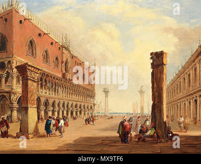 . Tedesco: Piazzetta San Marco in Venedig. dal 1919. Attribuita a Giovanni Grubacs (1830-1919) 246 Giovanni Grubacs (attr) Piazetta San Marco Foto Stock