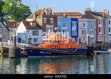 Weymouth scialuppa di salvataggio nel porto e la vacanza balneare , dorset, Inghilterra, sud della costa, Gran Bretagna, UK, gb,UE Foto Stock
