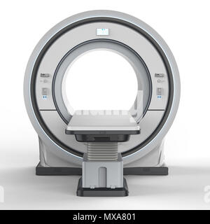 3D rendering MRI scan o macchina per il rilevamento di immagini in risonanza magnetica nucleare del dispositivo di scansione su sfondo bianco Foto Stock