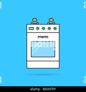 Colori lineari fornello a gas a icona Illustrazione Vettoriale