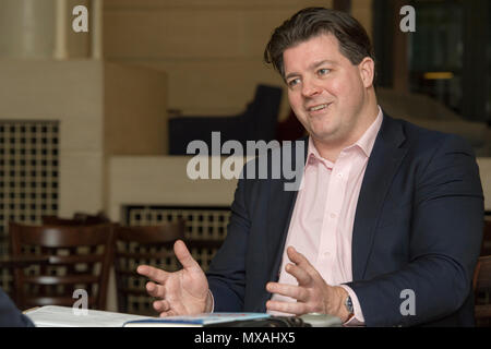 Liam Halligan, economista britannico, giornalista ed emittente Foto Stock