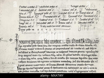 . Inglese: Imax dun tumbos dos do Mosteiro de Sobrado dos Monxes. Galego: Immagine da uno dei cartularies del monastero di Sobrado (Galizia), che contiene copie di documenti datati rispettivamente in 8th-13th secoli. . Ministerio de Cultura de España / Mosteiro de Sobrado dos Monxes 618 Tumbo de Sobrado Foto Stock