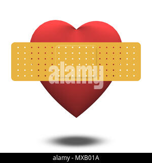 Classica forma di cuore con bandaid Foto Stock