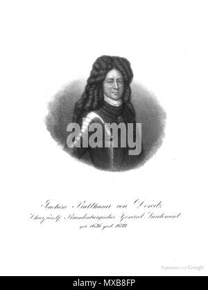 . Deutsch: Joachim von Balthasar Dewitz (* 25. Februar 1636 in Hoffelde; † 9. Aprile 1699 in Kolberg) war ein brandenburgisch-preußischer generale . prima di 1868. Sconosciuto 317 Joachim von Balthasar dewitz Foto Stock