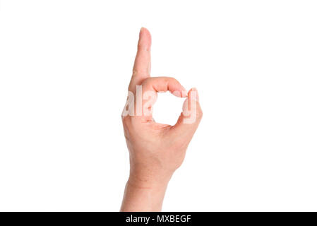 Una mano d'uomo dando il Rock and Roll di segno. Foto Stock