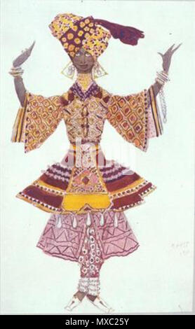 . Costume Design per le Dieu Bleun da Bakst 1911 . circa 1911. Leon Bakst design costume 362 Le Dieu Bleu Tempio servo Bakst 1911 Foto Stock