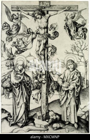 . Deutsch: Martin Schongauer, Christus am Kreuz mit vier Engeln, kupferstich, lehrs 14. 8 aprile 2014, 19:03:18. Martin Schongauer (1448-1491) Descrizione tedesco pittore e incisore, Data di nascita e morte nel 1450 circa 2 febbraio 1491 Luogo di nascita e morte Colmar Breisach posizione Lavoro Colmar Breisach competente controllo : Q155575 VIAF: 166391275 ISNI: 0000 0001 2128 7926 ULAN: 500028143 LCCN: N79021853 WGA: SCHONGAUER, Martin WorldCat 403 Martin Schongauer - Christus am Kreuz mit vier Engeln (L 14) Foto Stock