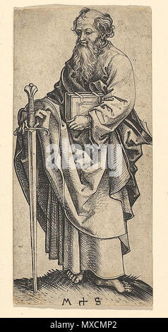 . Inglese: Martin Schongauer, Der Apostel Paulus, Kupferstich, Lehrs 42. 8 aprile 2014, 20:42:34. Martin Schongauer (1448-1491) Descrizione tedesco pittore e incisore, Data di nascita e morte nel 1450 circa 2 febbraio 1491 Luogo di nascita e morte Colmar Breisach posizione Lavoro Colmar Breisach competente controllo : Q155575 VIAF: 166391275 ISNI: 0000 0001 2128 7926 ULAN: 500028143 LCCN: N79021853 WGA: SCHONGAUER, Martin WorldCat 403 Martin Schongauer - Der Apostel Paulus (L 42) Foto Stock