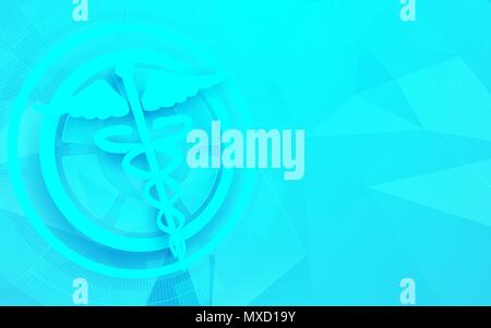 Caduceo simbolo e la medicina, la scienza tecnologia sfondo concept Illustrazione Vettoriale