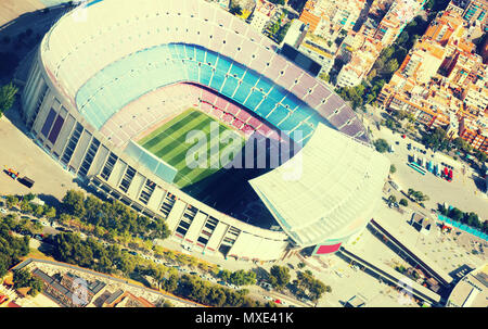 Camp Nou, il famoso stadio di calcio di Barcellona della Catalogna, Spagna Foto Stock