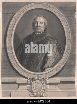 . Inglese: Ritratto di Oronce Finé de Brianville (1656 - 1708), l'abbé de Pontigny (1688-1708). Xvii o XVIII secolo. Incisi da Pierre Drevet (1663-1738), dopo Hyacinthe Rigaud Il duomo (1659-1743). 459 Oronce Belle de Brianville (1656 - 1708), 1688-1708 abbe de Pontigny Foto Stock