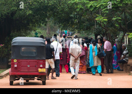 SIGIRIYA, SRI LANKA - Dicembre 2017: un sacco di gente ed un locale di tuk-tuk in Sigiriya nello Sri Lanka Foto Stock